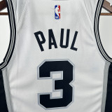 Spurs PAUL  #3  White NBA Jerseys