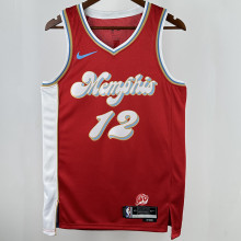 2025 Grizzlies MORANT #12 Red City Edition NBA Jerseys Hot Pressed