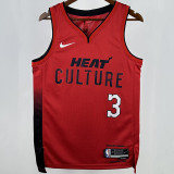 2025 Miami Heat WADE #3 Red City Edition NBA Jerseys 热压