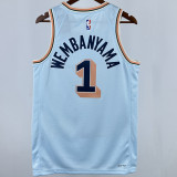 2025 Spurs WEMBANYAMA  #1 Light Blue City Edition NBA Jerseys