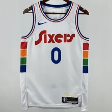 2025 76ers MAXEY #0 White City Edition NBA Jerseys 热压