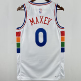2025 76ers MAXEY #0 White City Edition NBA Jerseys 热压