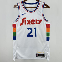 2025 76ers EMBIID #21 White City Edition NBA Jerseys 热压