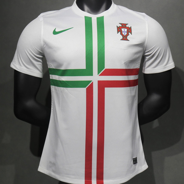 2012 Portugal Away White Retro Player Version Soccer Jersey
