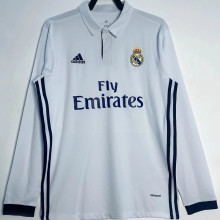 2016/17 RM White Home Retro Long Sleeve Soccer Jersey