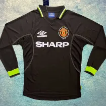 1998/99 M Utd Away Black UCL Version  Long Sleeve Retro Jersey