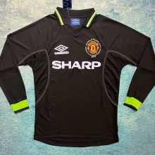 1998/99 M Utd Away Black UCL Version  Long Sleeve Retro Jersey