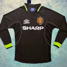 1998/99 M Utd Away Black UCL Version  Long Sleeve Retro Jersey