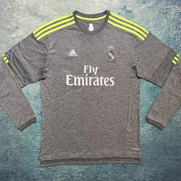 2015/16 RM Away Grey Retro Long Sleeve Soccer Jersey