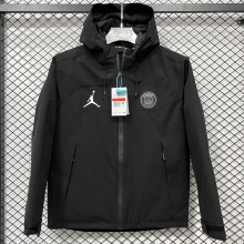 2025 PSG Jordan Cotton Thickened Warm Black Outdoor Jacket #A805加棉冲锋衣