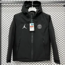 2025 PSG Jordan Cotton Thickened Warm Black Outdoor Jacket #A805加棉冲锋衣