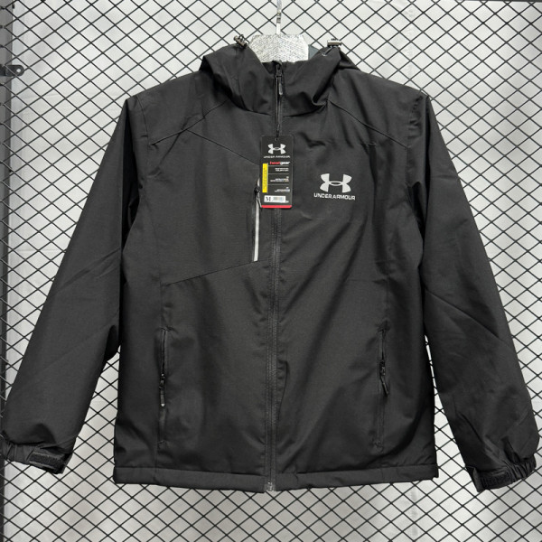 2025 UA Velvet Thickened Warm Black Outdoor Jacket #F4加绒冲锋衣