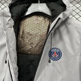 2025 PSG Jordan Cotton Thickened Warm Grey Outdoor Jacket #A805加棉冲锋衣