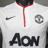 2013/14 M Utd Away White Retro Player Version Soccer Jersey