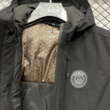 2025 PSG Jordan Cotton Thickened Warm Black Outdoor Jacket #A805加棉冲锋衣