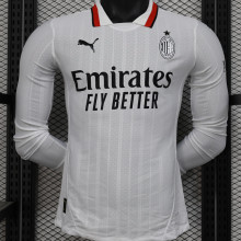 2024/25 AC Milan Away White Player Version Long Sleeve Soccer Jersey