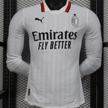 2024/25 AC Milan Away White Player Version Long Sleeve Soccer Jersey