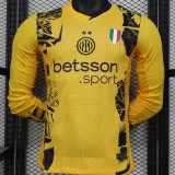 2024/25 In Milan Third Yellow Player Version Long Sleeve Soccer Jersey