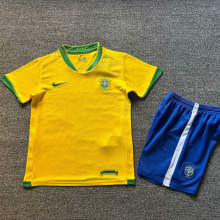 2006 Brazil Home Retro Kids Soccer Jersey