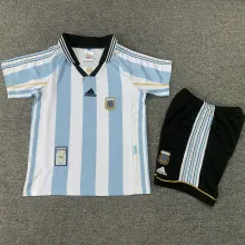 1998 Argentina Home Retro Kids Soccer Jersey