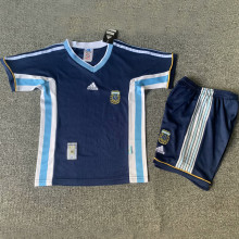 1998 Argentina Away Retro Kids Soccer Jersey