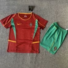 2002 Portugal Home Kids Retro Soccer Jersey