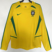 2002 Brazil Home Yellow Retro Long Sleeve Soccer Jersey