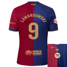 LEWANDOWSKI #9 BA 1:1 Quality Home Fans Jersey 2024/25 胸前圆广告(LaLiga Font 西甲字体 有号下广告) ★★