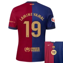 LAMINE YAMAL #19 BA 1:1 Quality Home Fans Jersey 2024/25胸前圆广告 (LaLiga Font 西甲字体 有号下广告) ★★
