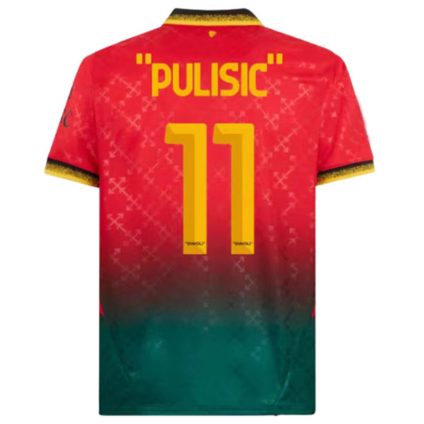 ”PULISIC“  #11 AC Milan x Off White 4Th Fans Soccer Jersey 2024/25 ★★