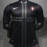 2013 Portugal Away Black Retro Player Version Soccer Jersey