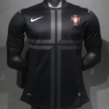 2013 Portugal Away Black Retro Player Version Soccer Jersey