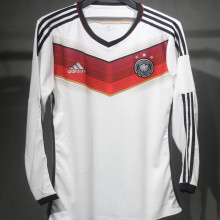 2014 Germany Home White Retro Player Version Long Sleeve Jersey  3 Start 三星 球员版