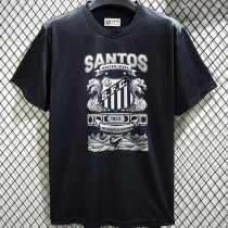2025 Santos Black Cotton Retro Style T-Shirt