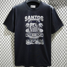 2025 Santos Black Cotton Retro Style T-Shirt