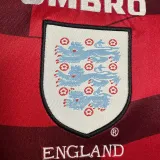 1998 England Away Red Retro Soccer Jersey