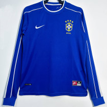 1998 Brazil Away Blue Retro Long Sleeve Soccer Jersey
