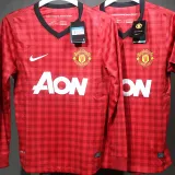 2012/13 M Utd Home Red Retro Player Version Long Sleeve Soccer Jersey 球员版长袖