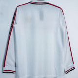 1998/99 M Utd White Retro Long Sleeve Soccer Jersey