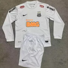 2012/13 Santos White Retro Kids Long Sleeve Soccer Jersey
