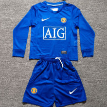 2008/09 M Utd Third Blue Retro Kids Long Sleeve Soccer Jersey 长袖