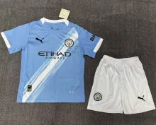 2025/26 Man City Home Blue Kids Soccer Jersey