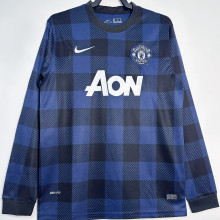 2013/14 M Utd Away Black Retro Long Sleeve Soccer Jersey