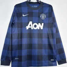 2013/14 M Utd Away Black Retro Long Sleeve Soccer Jersey