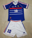 1998 France Home Blue Kids Retro Long Sleeve Soccer Jersey