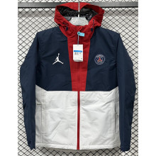 2025 PSG Jordan Cotton Thickened warm Blue White Outdoor Jacket #P7加棉冲锋衣