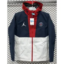 2025 PSG Jordan Cotton Thickened warm Blue White Outdoor Jacket #P7加棉冲锋衣