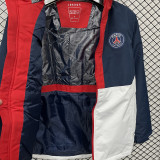 2025 PSG Jordan Cotton Thickened warm Blue White Outdoor Jacket #P7加棉冲锋衣