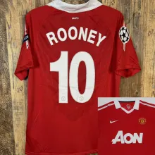 ROONEY #10 M Utd Home Red Retro Soccer Jersey 2010/11  欧冠字体和旧款欧冠章