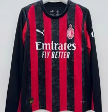 2025/26 AC Milan Home Long Sleeve Fans Soccer Jersey